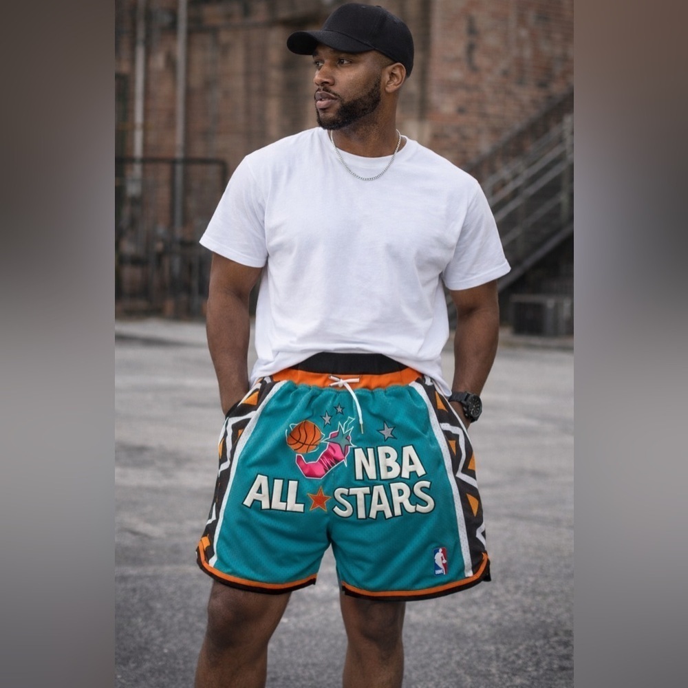 Just Don 1996 NBA Vintage All Star Basketball Game Shorts Graphic Turquoise | S